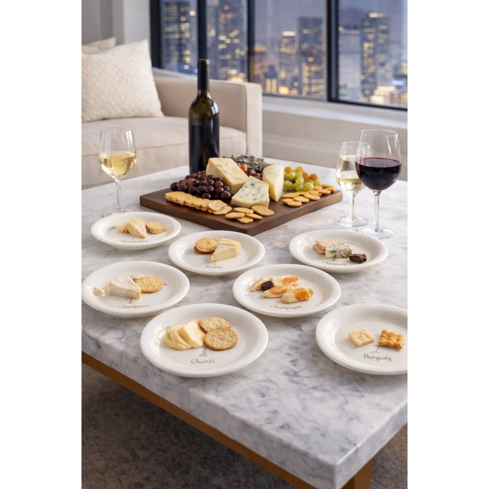 Williams Sonoma Wine Series‎ Appetizer Plates Set of 6 w/ Box Cheese Charcuterie